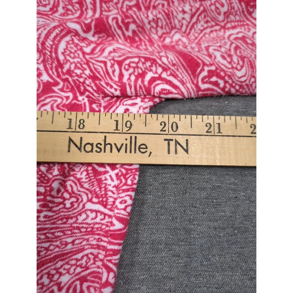 Madison Red Paisley Cardigan 3/4 Sleeve Thin Fine Knit Womens Sz L Sweater Layer